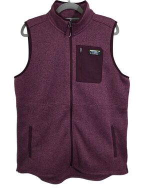 L.L.Bean Sweater Fleece Long Vest Dark Pink Size Large Outdoor Spring Fall